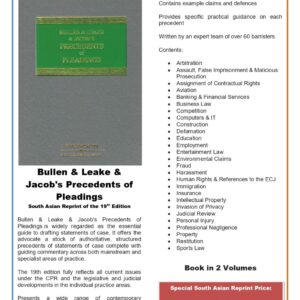 Bullen & Leake & Jacob’s Precedents of Pleadings 19th South Asian Edition Book in 2 Volumes