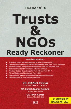 Taxmann’s Trusts and NGOs Ready Reckoner by Manoj Fogla – 3rd Edition