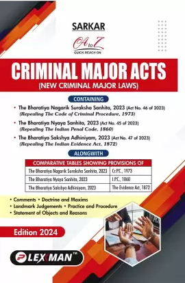 A To Z Quick Reach On Criminal Major Acts (New Criminal Major Laws) by SARKAR – Edition 2024